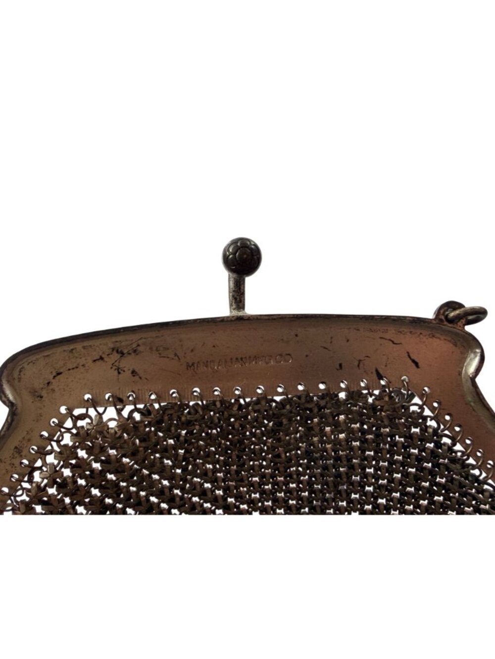 Vintage Mandalian Mfg Co Art Deco Mesh Bag Floral Design & Chain Fringe Detailin - Picture 16 of 16